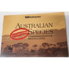 AUSTRALIA 1992 . ENDANGERED SPECIES . COMMEMORATIVE MEDALLIONS